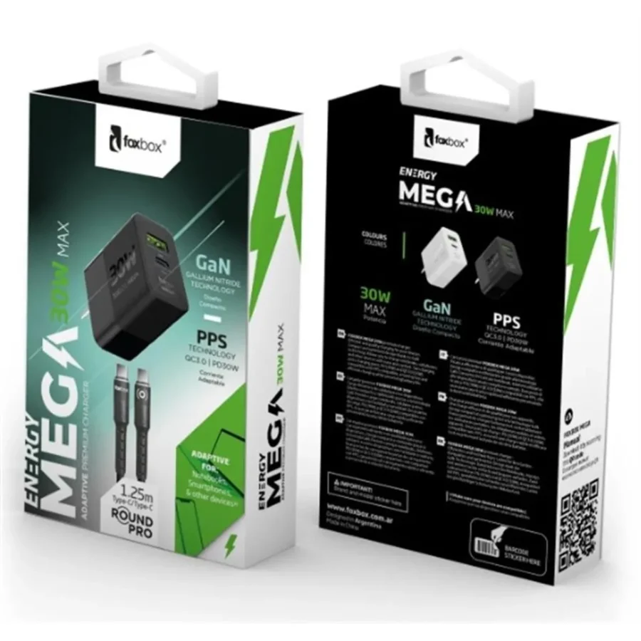 Cargador FoxBox Mega 30 W con Cable USB-C Magnético